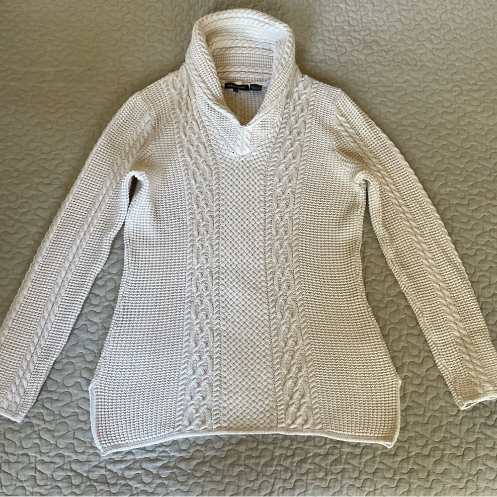 Jeanne Pierre Long Sleeve Sweater With Shawl Collar  Medium